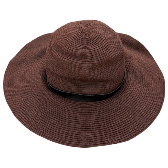 Woven Hat Brown Black Belted Foldable Packable Sun Travel Fashion One Size - Picture 4 of 14